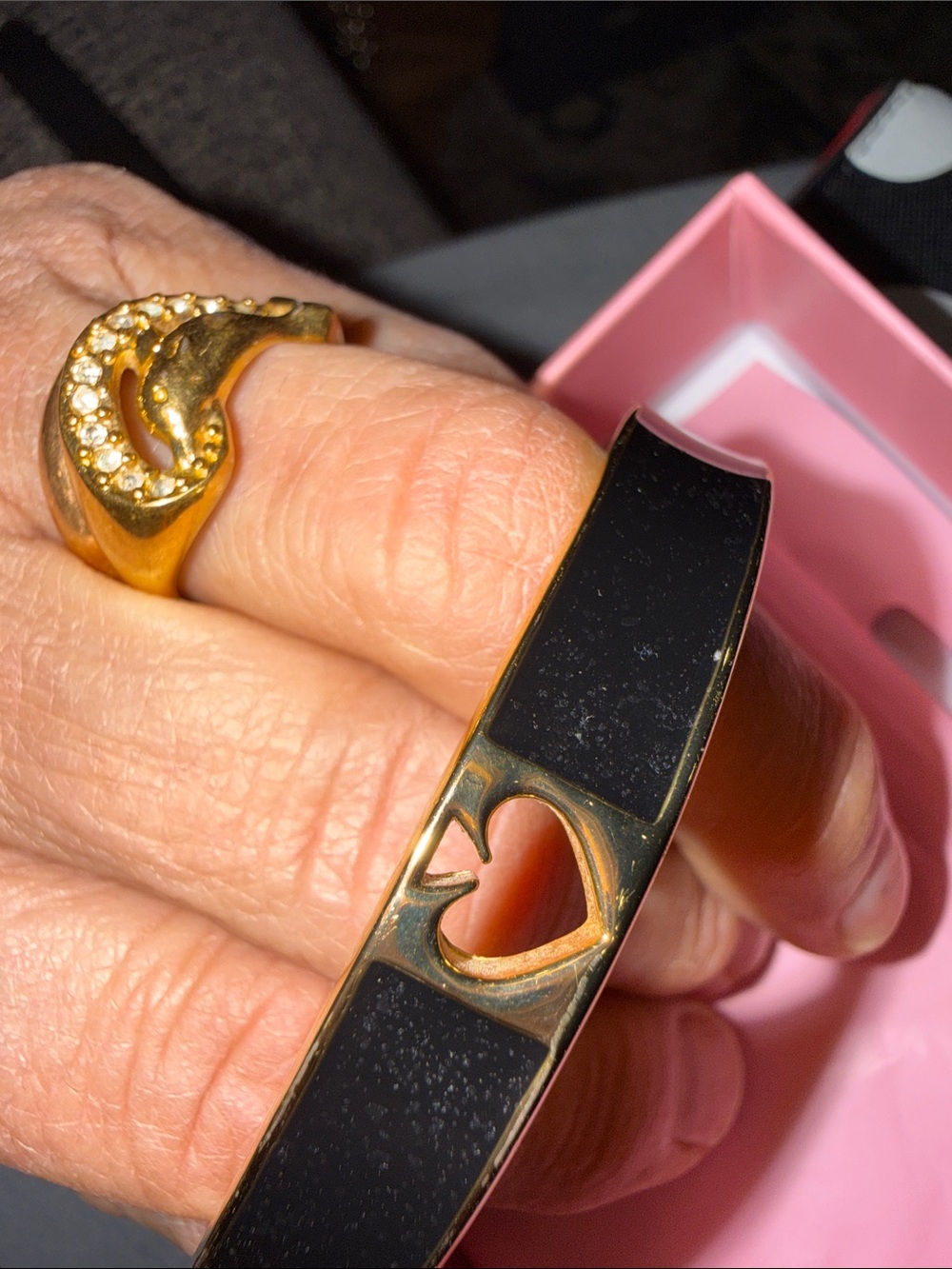 kate spade Black Enamel Spade Accent Gold Bangle - Picture 8 of 8